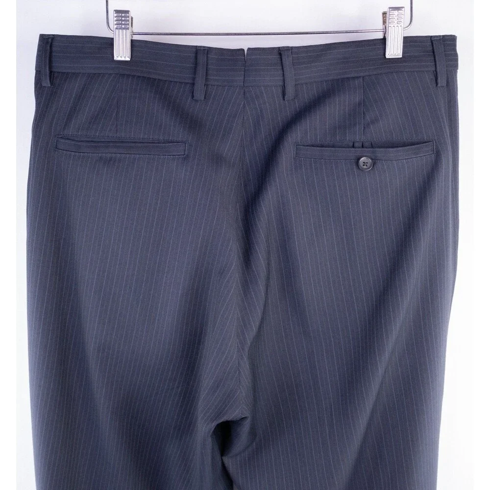 Banana Republic 2-Pcs Stripped Blue Classic Wool Suit Jacket Sz 42R Pants 36X30